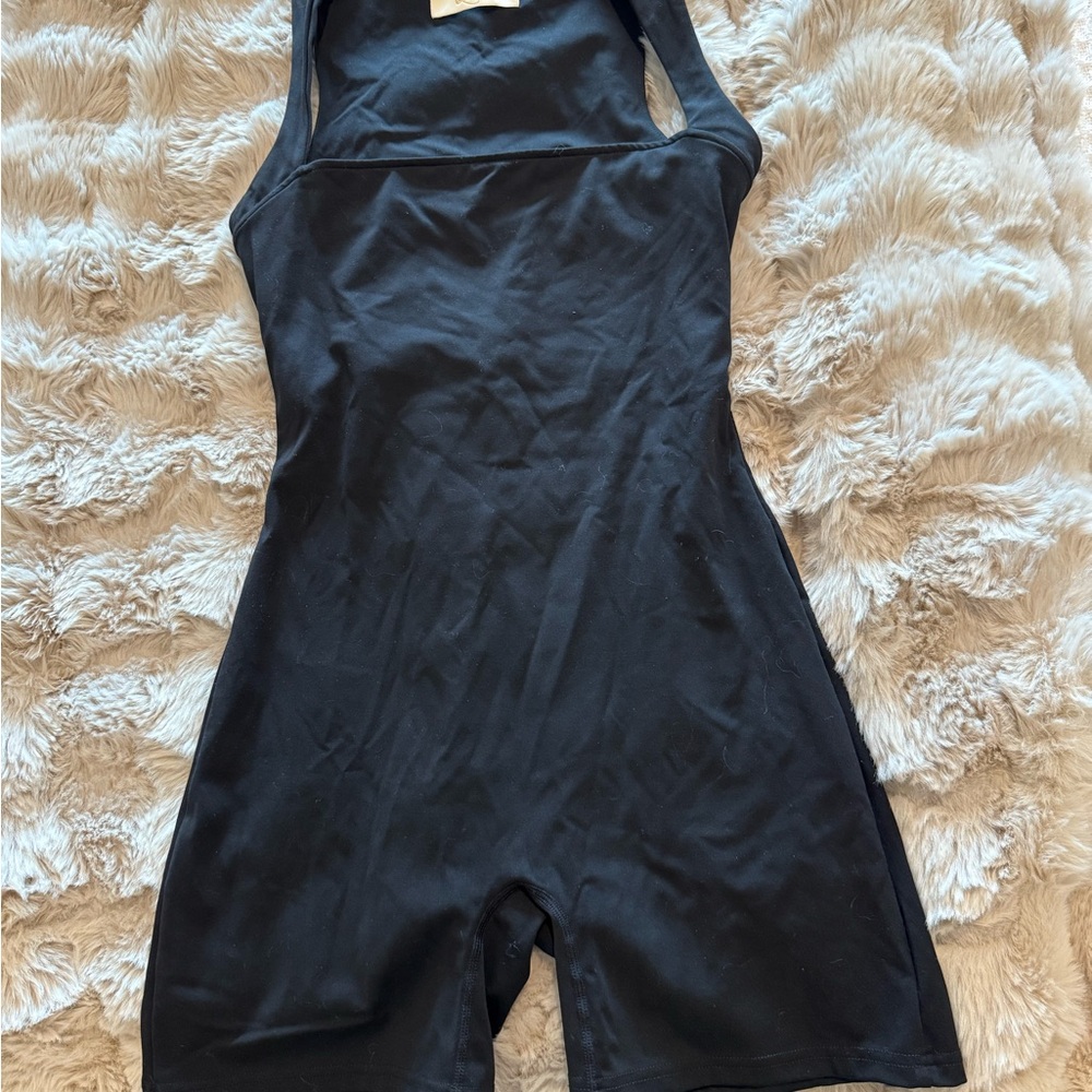 Black Athletic Shorts Jumpsuit